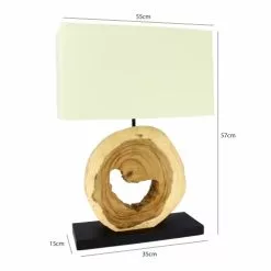 Now’s Home Lampes à Poser Lampe En Bois Naturel Avec Abat-jour Ivoire H57cm -Luminaires Soldes lampe en bois naturel avec abat jour ivoire h57cm 3