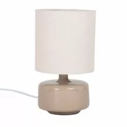Maisons Du Monde Lampes à Poser Lampe En Céramique Gris Nuage Et Abat-jour En Coton écru -Luminaires Soldes lampe en ceramique beige et abat jour en coton ecru junha 1000 15 2 225010 1