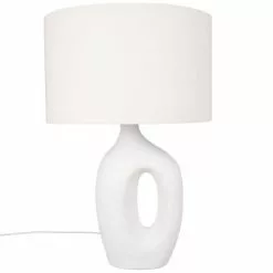 Maisons Du Monde Lampes à Poser Lampe En Céramique Blanche Et Abat-jour En Coton