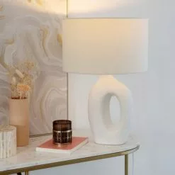Maisons Du Monde Lampes à Poser Lampe En Céramique Blanche Et Abat-jour En Coton -Luminaires Soldes lampe en ceramique blanche et abat jour en coton 1000 15 10 227560 4