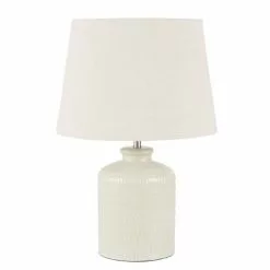 Maisons Du Monde Lampes à Poser Lampe En Céramique Bleu Vert Et Abat-jour En Lin Beige
