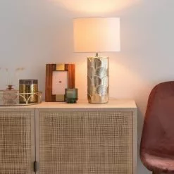 Maisons Du Monde Lampes à Poser Lampe En Céramique Dorée Sculptée Et Abat-jour écru -Luminaires Soldes lampe en ceramique doree sculptee et abat jour ecru 1000 11 13 200339 3