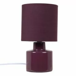 Maisons Du Monde Lampes à Poser Lampe En Céramique Et Abat-jour En Coton Violet Aubergine - Lot De 2