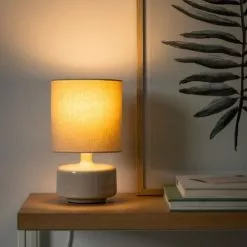 Maisons Du Monde Lampes à Poser Lampe En Céramique Gris Nuage Et Abat-jour En Coton écru -Luminaires Soldes lampe en ceramique gris nuage et abat jour en coton ecru 1000 13 0 225008 3