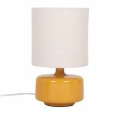 Maisons Du Monde Lampes à Poser Lampe En Céramique Beige Et Abat-jour En Coton écru -Luminaires Soldes lampe en ceramique jaune et abat jour en coton ecru junha 1000 14 1 225009 1 1