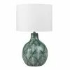Maisons Du Monde Lampes à Poser Lampe En Céramique Verte Abat-jour En Coton Blanc