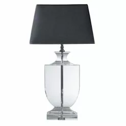 Maisons Du Monde Lampes à Poser Lampe En Cristal Et Abat-jour En Coton Noire H 65 Cm