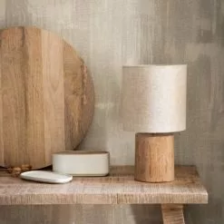 Maisons Du Monde Lampes à Poser Lampe En Eucalyptus Et Abat-jour En Coton écru -Luminaires Soldes lampe en eucalyptus et abat jour en coton ecru 1000 14 1 216645 5