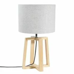 Maisons Du Monde Lampes à Poser Lampe En Hévéa Avec Abat-jour Gris