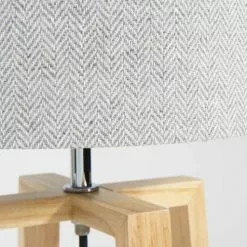 Maisons Du Monde Lampes à Poser Lampe En Hévéa Avec Abat-jour Gris -Luminaires Soldes lampe en hevea avec abat jour gris 1000 5 30 151730 2