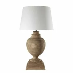 Maisons Du Monde Lampes à Poser Lampe En Manguier Et Abat-jour En Coton Blanc H 90 Cm