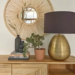 Maisons Du Monde Lampes à Poser Lampe En Métal Doré Et Abat-jour En Coton Noir D51 -Luminaires Soldes lampe en metal dore et abat jour en coton noir d51 1000 16 17 226337 2