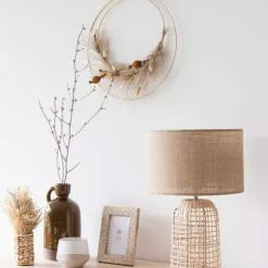 Maisons Du Monde Lampes à Poser Lampe En Rotin Tressé Et Abat-jour En Lin Beige -Luminaires Soldes lampe en rotin tresse et abat jour en lin beige 1000 10 30 211303 6