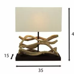 Pirouette Paris Lampes à Poser Lampe En Teck Avec Abat-jour Blanc -Luminaires Soldes lampe en teck avec abat jour blanc 4