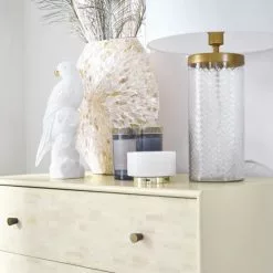 Maisons Du Monde Lampes à Poser Lampe En Verre Ciselé Métal Doré Abat-jour Blanc -Luminaires Soldes lampe en verre cisele metal dore abat jour blanc 1000 6 39 212132 3