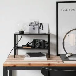 Maisons Du Monde Lampes à Poser Lampe étagère En Métal Noir Et Globe En Verre -Luminaires Soldes lampe etagere en metal noir et globe en verre 1000 0 23 223924 3