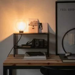 Maisons Du Monde Lampes à Poser Lampe étagère En Métal Noir Et Globe En Verre -Luminaires Soldes lampe etagere en metal noir et globe en verre 1000 0 23 223924 4