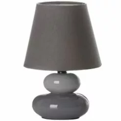 Unimasa Lampes à Poser Lampe Galet Céramique Marron Et Crème -Luminaires Soldes lampe galet ceramique 22 cm 1