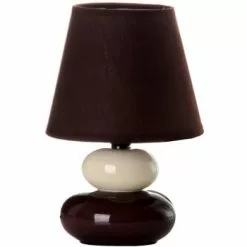 Unimasa Lampes à Poser Lampe Galet Céramique Marron Et Crème -Luminaires Soldes lampe galet ceramique marron et creme 2