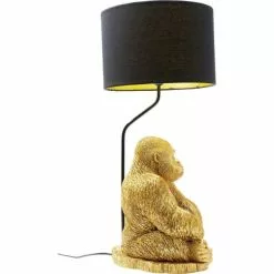 Kare Design Lampes à Poser Lampe Gorille En Polyrésine Dorée Et Abat-jour Noir -Luminaires Soldes lampe gorille en polyresine doree et abat jour noir 4