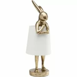 Kare Design Lampes à Poser Lampe Lapin En Polyrésine Dorée Et Abat-jour En Lin Beige H68 -Luminaires Soldes lampe lapin en polyresine doree et abat jour en lin beige h68 4