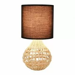 Decoratie Lampes à Poser Lampe Rotin Fine Abat-jour Noir -Luminaires Soldes lampe rotin fine abat jour noir 3