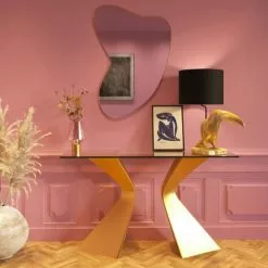 Kare Design Lampes à Poser Lampe Toucan En Polyrésine Dorée Et Abat-jour Noir -Luminaires Soldes lampe toucan en polyresine doree et abat jour noir 2