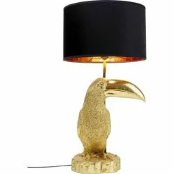 Kare Design Lampes à Poser Lampe Toucan En Polyrésine Dorée Et Abat-jour Noir -Luminaires Soldes lampe toucan en polyresine doree et abat jour noir 4