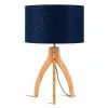 Good & Mojo Lampes à Poser Lampe Tripode Bambou Et Lin Naturel Bleu H54cm