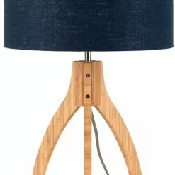 Good & Mojo Lampes à Poser Lampe Tripode Bambou Et Lin Naturel Bleu H54cm -Luminaires Soldes lampe tripode bambou et lin naturel bleu h54cm 4