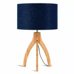 Good & Mojo Lampes à Poser Lampe Tripode Bambou Et Lin Naturel Bleu H54cm -Luminaires Soldes lampe tripode bambou et lin naturel bleu h54cm 5