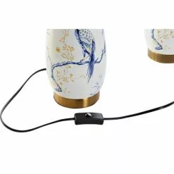 Wadiga Lampes à Poser Lampes En Grès Bleu Et Blanc Oiseaux 29x29x55cm - Lot De 2 -Luminaires Soldes lampes en gres bleu et blanc oiseaux 29x29x55cm lot de 2 2
