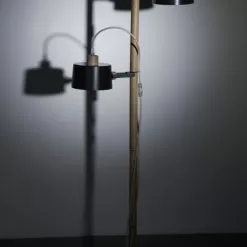 DIZY Design Lampadaires Luminaire à Poser Avec 2 Abat-jours En Chêne Et Métal Blanc -Luminaires Soldes luminaire a poser avec 2 abat jours en chene et metal blanc 1