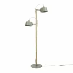 DIZY Design Lampadaires Luminaire à Poser Avec 2 Abat-jours En Chêne Et Métal Noir -Luminaires Soldes luminaire a poser avec 2 abat jours en chene et metal vert 1