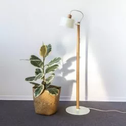 DIZY Design Lampadaires Luminaire à Poser Chêne Et Métal Blanc -Luminaires Soldes luminaire a poser chene et metal blanc 2