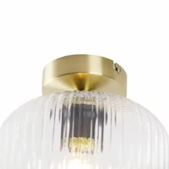 QAZQA Suspensions Plafonnier En Verre Doré/laiton -Luminaires Soldes plafonnier en verre dore laiton 11