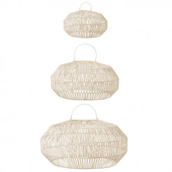 Meubles & Design Suspensions Set De 3 Abat Jour En Rotin Blanc -Luminaires Soldes set de 3 abat jour en rotin blanc 2