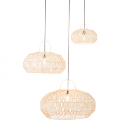 Meubles & Design Suspensions Set De 3 Abat Jour En Rotin Blanc -Luminaires Soldes set de 3 abat jour en rotin blanc 3