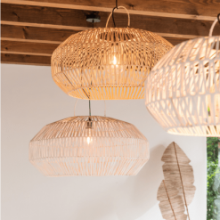 Meubles & Design Suspensions Set De 3 Abat Jour En Rotin Blanc -Luminaires Soldes set de 3 abat jour en rotin blanc 5