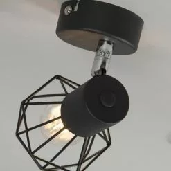 QAZQA Appliques Murales Et Spots Spot Murale En Acier Noir -Luminaires Soldes spot murale en acier noir 5