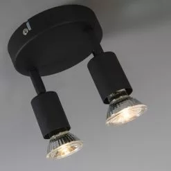 QAZQA Appliques Murales Et Spots Spot Plafond En Acier Noir -Luminaires Soldes spot plafond en acier noir 10