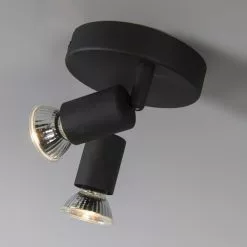 QAZQA Appliques Murales Et Spots Spot Plafond En Acier Noir -Luminaires Soldes spot plafond en acier noir 11