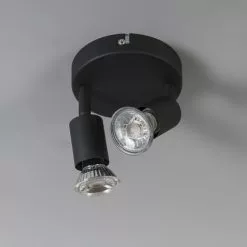 QAZQA Appliques Murales Et Spots Spot Plafond En Acier Noir -Luminaires Soldes spot plafond en acier noir 8