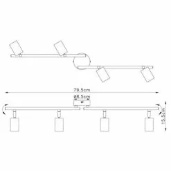 Globo Suspensions Spot Plafonnier Design Métal 4 Ampoules Noir -Luminaires Soldes spot plafonnier design metal 4 ampoules noir 3