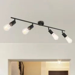 Globo Suspensions Spot Plafonnier Design Métal 4 Ampoules Noir -Luminaires Soldes spot plafonnier design metal 4 ampoules noir 4