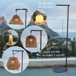 LUMISKY Lampadaires Support De Lampe Métal Gris 41CM -Luminaires Soldes support de lampe metal gris 41cm 4