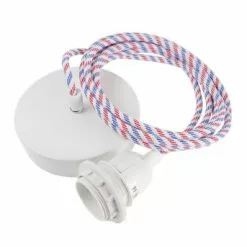 Hoopzi Suspensions Suspension 1 Fil électrique En Tissu Bleu Roi 3m -Luminaires Soldes suspension 1 fil electrique en tissu bleu blanc rouge 3m 2