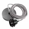 Hoopzi Suspensions Suspension 1 Fil électrique En Tissu Gris 2,5m Douille Noire