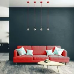 Hoopzi Suspensions Suspension 1 Fil électrique En Tissu Rouge 2,5m Douille Noire -Luminaires Soldes suspension 1 fil electrique en tissu rouge 2 5m douille noire 2