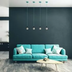 Hoopzi Suspensions Suspension 1 Fil électrique En Tissu Turquoise 2,5m Douille Noire -Luminaires Soldes suspension 1 fil electrique en tissu turquoise 2 5m douille noire 2